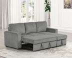 FM6964DG 2 pc Yves dark grey corduroy fabric sectional sofa set with reversible storage chaise pull out sleep area