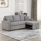 FM6965GY-SF Kendal grey chenille fabric sofa set with pull out chaise and pop up sleep area