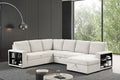 FM6966BG-SECT 3 pc Stockwell beige fabric sectional sofa set with storage chaise pop up sleep area and storage arms