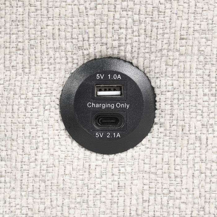 FM6966BG-SECT 3 pc Stockwell beige fabric sectional sofa set with storage chaise pop up sleep area and storage arms