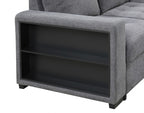 FM6966DG-SECT 3 pc Stockwell dark grey fabric sectional sofa set with storage chaise pop up sleep area and storage arms