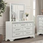 FM70000WH-W-4PC 4 pc Stella mia creamy white finish wood ash burl finish traditional queen bedroom set