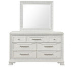 FM70000WH-W-4PC 4 pc Stella mia creamy white finish wood ash burl finish traditional queen bedroom set
