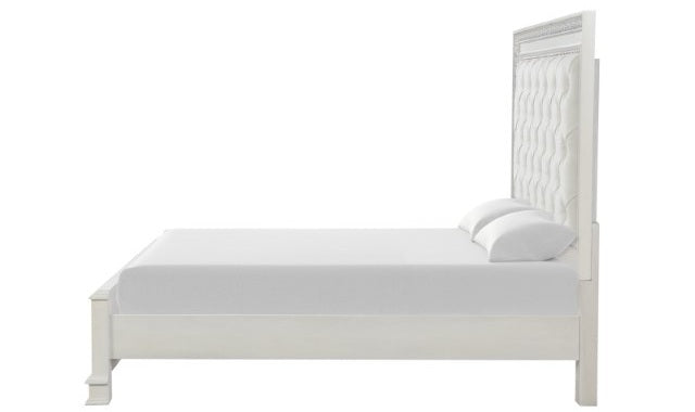 FM70000WH-F-4PC 4 pc Stella mia creamy white finish wood ash burl finish traditional queen bedroom set