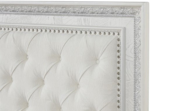 FM70000WH-F-4PC 4 pc Stella mia creamy white finish wood ash burl finish traditional queen bedroom set