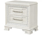 FM70000WH-W-4PC 4 pc Stella mia creamy white finish wood ash burl finish traditional queen bedroom set