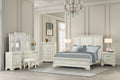 FM70000WH-W-4PC 4 pc Stella mia creamy white finish wood ash burl finish traditional queen bedroom set