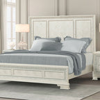 FM70000WH-W-4PC 4 pc Stella mia creamy white finish wood ash burl finish traditional queen bedroom set