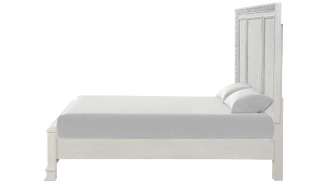 FM70000WH-W-4PC 4 pc Stella mia creamy white finish wood ash burl finish traditional queen bedroom set