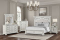 FM70001WH-4PC 4 pc Promenade wire brushed white finish wood button tufted fabric upholstered queen bedroom set
