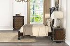FM70002DB-4PC 4 pc Promenade espresso finish wood button tufted fabric upholstered queen bedroom set