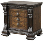 FM70002DB-4PC 4 pc Promenade espresso finish wood button tufted fabric upholstered queen bedroom set