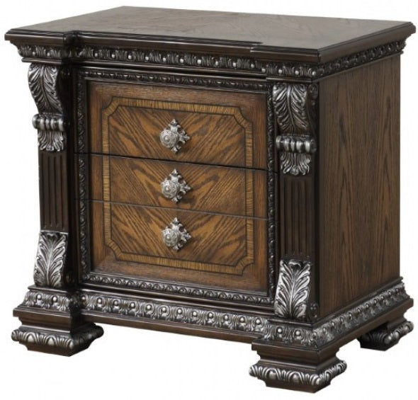 FM70002DB-4PC 4 pc Promenade espresso finish wood button tufted fabric upholstered queen bedroom set