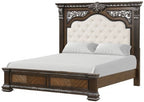 FM70002DB-4PC 4 pc Promenade espresso finish wood button tufted fabric upholstered queen bedroom set