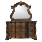 FM70003DB-W-4PC 4 pc Leovanni dark brown finish wood ornate bombay headboard queen bedroom set