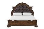 FM70003DB-F-4PC 4 pc Leovanni dark brown finish wood ornate tufted bombay headboard queen bedroom set