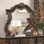 FM70003DB-F-4PC 4 pc Leovanni dark brown finish wood ornate tufted bombay headboard queen bedroom set