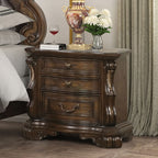 FM70003DB-W-4PC 4 pc Leovanni dark brown finish wood ornate bombay headboard queen bedroom set