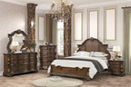 FM70003DB-W-4PC 4 pc Leovanni dark brown finish wood ornate bombay headboard queen bedroom set