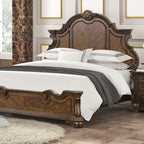 FM70003DB-W-4PC 4 pc Leovanni dark brown finish wood ornate bombay headboard queen bedroom set
