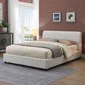 FM71001WH Vertham white boucle fabric upholstered queen platform bed