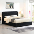 FM71003BK Laverni black boucle fabric upholstered winged back queen platform bed