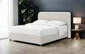 FM71003WH Laverni white boucle fabric upholstered winged back queen platform bed