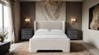FM71007TP Malvern taupe chenille fabric upholstered queen platform bed