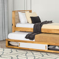 FM7103AK-F  Dayville white and light oak finish wood full captains bed with underbed storage cabinet and trundle
