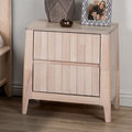 FM7105WH-N Gervais white wash finish wood vertical reeding design 2 drawer nightstand