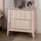 FM7105WH-3PC 3 pc Gervais white wash finish wood vertical reeding design queen bedroom set