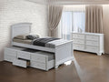 FM7107WH-T Fanton white finish wood twin day bed with pull out twin with drawers underneath