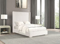 FM7120WH Etherea white fur like chenille fabric upholstered and tufted 68" H headboard queen bed