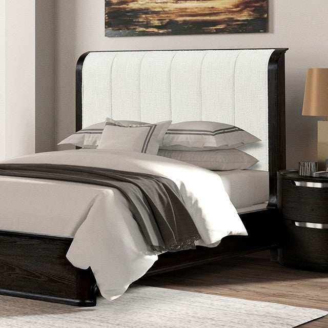 FM71500BK-4PC 4 pc Osterley black finish wood modern contemporary fabric padded queen bedroom set