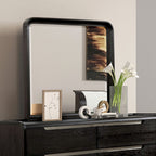 FM71500BK-4PC 4 pc Osterley black finish wood modern contemporary fabric padded queen bedroom set