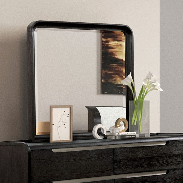 FM71500BK-4PC 4 pc Osterley black finish wood modern contemporary fabric padded queen bedroom set