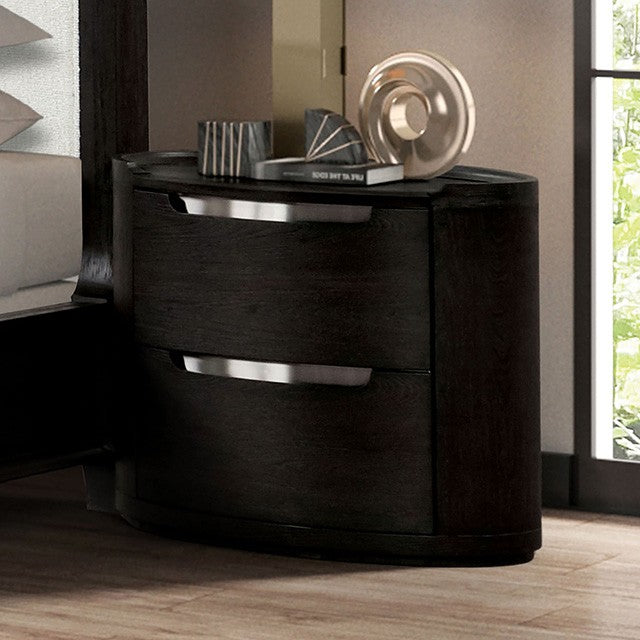 FM71500BK-4PC 4 pc Osterley black finish wood modern contemporary fabric padded queen bedroom set