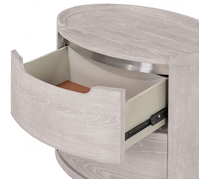 FM71500LG-4PC 4 pc Osterley light grey finish wood modern contemporary fabric padded queen bedroom set