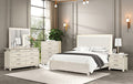 FM71501GY-4PC 4 pc Lafayette weathered grey finish wood fabric padded headboard with LED queen bedroom set