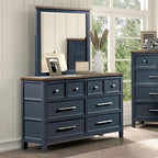 FM7171BL-4PC 4 pc Pinetop blue and dark brown finish wood Full size bedroom set
