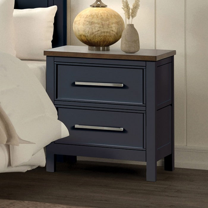 FM7171BL-4PC 4 pc Pinetop blue and dark brown finish wood Full size bedroom set