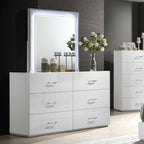 FM72000WH-4PC 4 pc Stoholm white high gloss finish wood LED headboard modern queen bedroom set