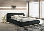 FM72006BK Palmdale black pleated fabric low rise platform queen bed frame mattress ready
