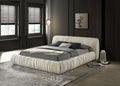 FM72006IV Palmdale ivory pleated fabric low rise platform queen bed frame mattress ready