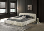 FM72006IV Palmdale ivory pleated fabric low rise platform queen bed frame mattress ready