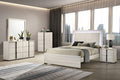 FM7200WH-4PC 4 pc Horten white wash finish wood LED headboard modern queen bedroom set