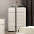 FM7200WH-C Horten white wash finish wood 5 drawer tall chest vertical handles