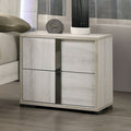 FM7200WH-N Horten white wash finish wood 2 drawer nightstand vertical handles