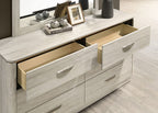 FM72013LG 4 pc Farsund dusty grey finish wood curved edges LED lighting queen bedroom set