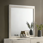 FM72013LG 4 pc Farsund dusty grey finish wood curved edges LED lighting queen bedroom set